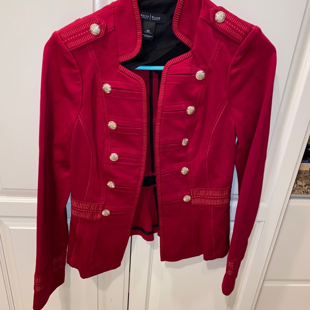 White House Black Market Cardinal Military Jacket